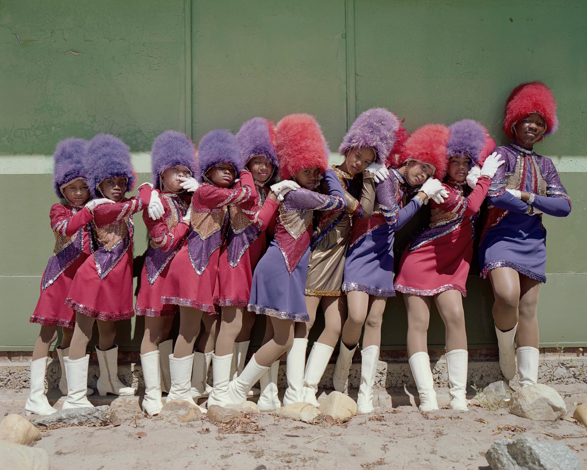 Tamzleigh De Kock, Wakiesha Titus, Riley Van Harte, Claresha Nano, Crishey Sassman, Charity Adams, Kesia Plaatjies, Erin Carolus, Aneeqah Meyer and Linomtha Makeleni, Avondale Primary School Majorettes, Atlantis, Cape Town, 2018